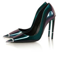Nephthys pump in ruby zoiste leather with diamond embellishment, front view