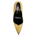Ishtar pump in yellow satin, top view