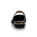Rhea Flat in Black Satin