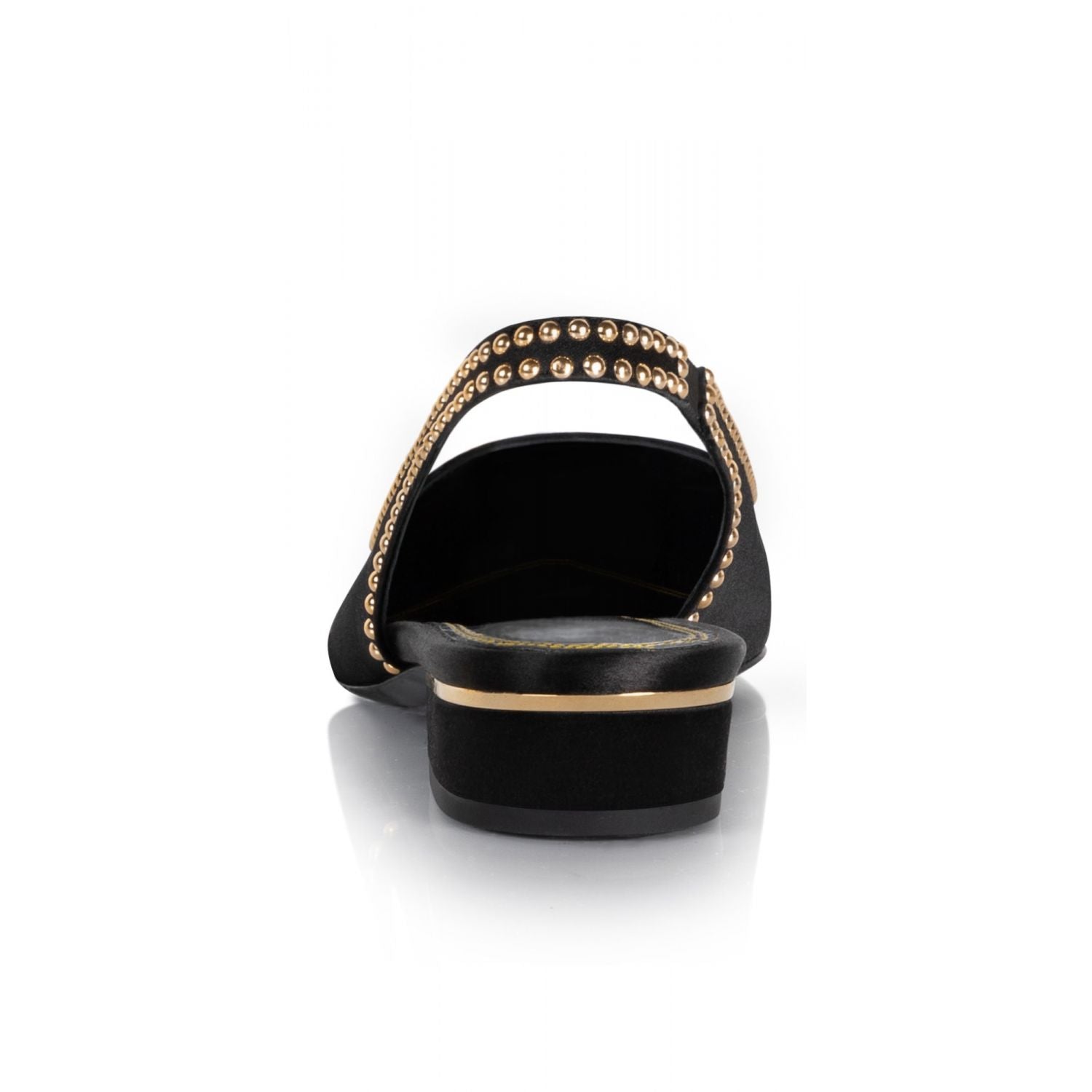 Rhea Flat in Black Satin