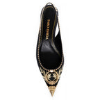 Rhea Flat in Black Satin